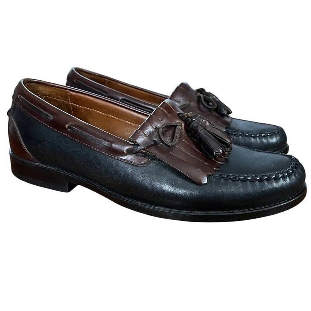 Johnston & Murphy Kiltie Tassle Loafers Black Brown Slip On Mens Shoes 9.5 N